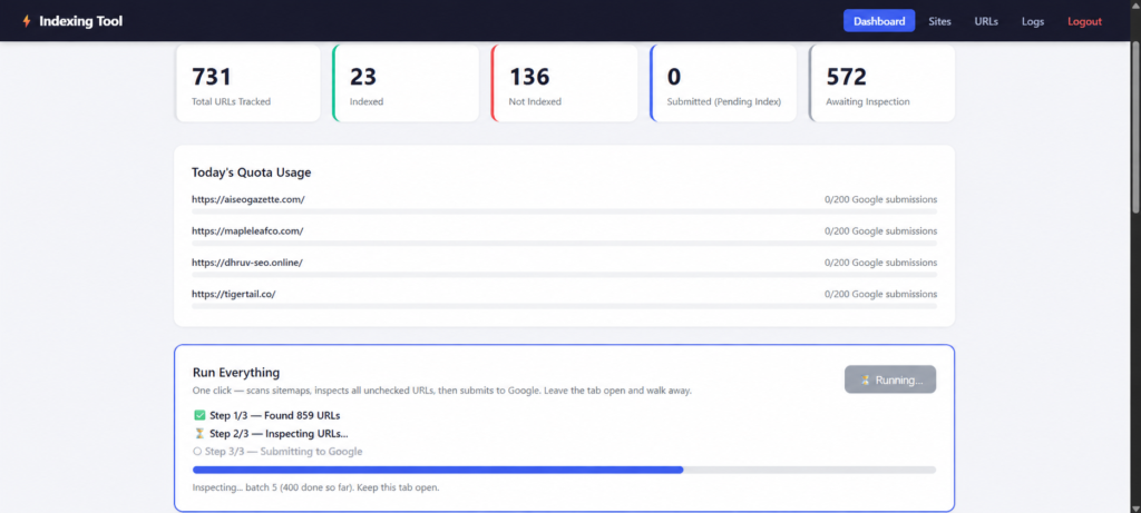 automate google indexing